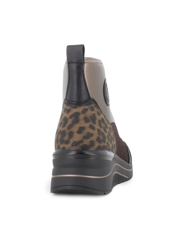 Botin piel elastica vegana cremallera cuña mujer dorado