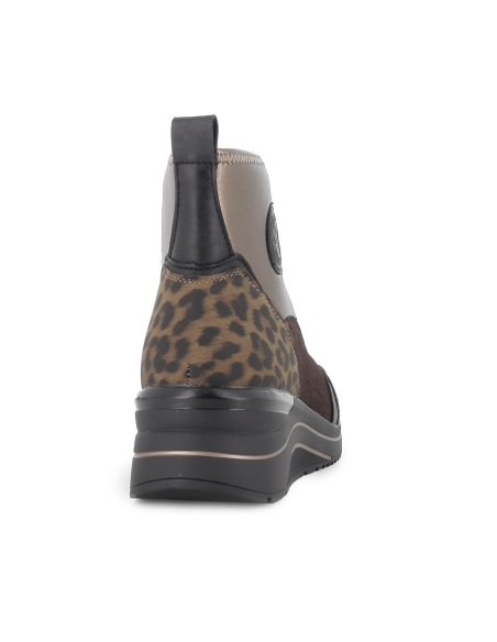 Botin piel elastica vegana cremallera cuña mujer dorado