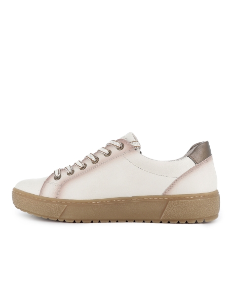 Zapato cordones piel y cremallera suela caramelo mujer blanco