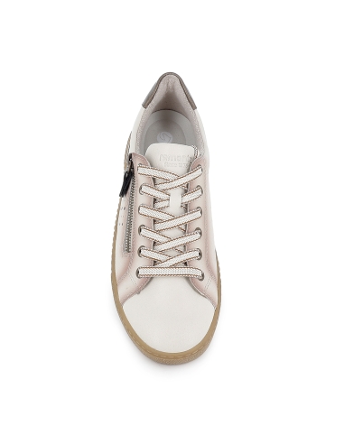 Zapato cordones piel y cremallera suela caramelo mujer blanco