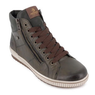 Bota piel cordones y doble cremallera TEX plano mujer verde 2