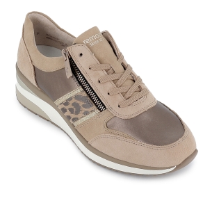 Deportivas piel cordon y cremallera con plantilla mujer beige 2