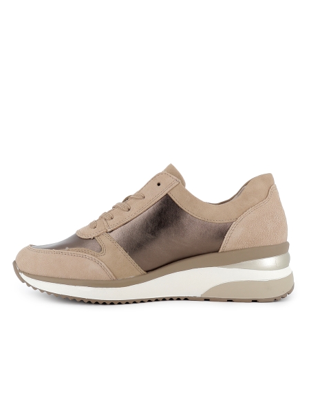 Deportivas piel cordon y cremallera con plantilla mujer beige