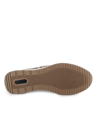 Deportivas piel cordon y cremallera con plantilla mujer beige