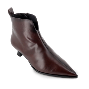 Botin vestir piel con tacon carrete 4cm cremallera comodo mujer moka 2