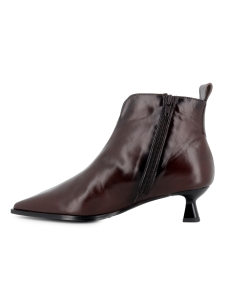 Botin vestir piel con tacon carrete 4cm cremallera comodo mujer moka