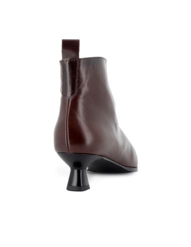 Botin vestir piel con tacon carrete 4cm cremallera comodo mujer moka