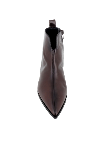 Botin vestir piel con tacon carrete 4cm cremallera comodo mujer moka