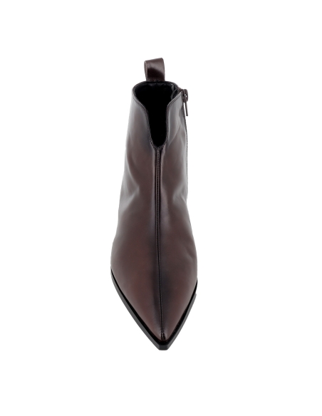 Botin vestir piel con tacon carrete 4cm cremallera comodo mujer moka