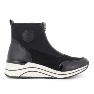Botin piel elastica vegana cremallera cuña mujer negro
