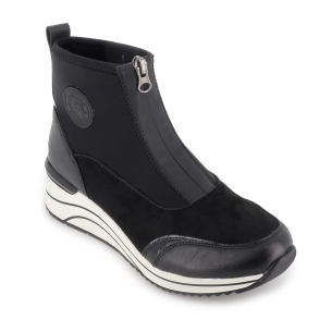 Botin piel elastica vegana cremallera cuña mujer negro 2