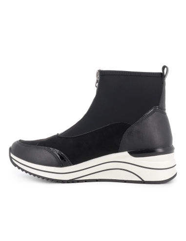 Botin piel elastica vegana cremallera cuña mujer negro