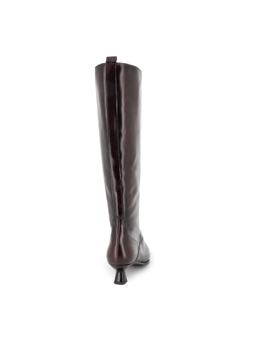 Bota alta vestir piel con tacon carrete 4cm cremallera mujer moka
