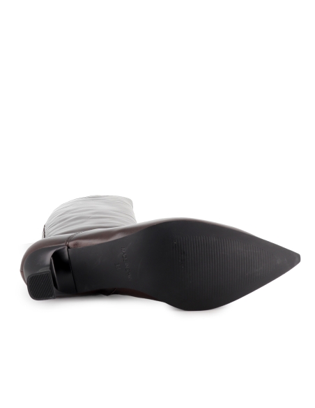 Bota alta vestir piel con tacon carrete 4cm cremallera mujer moka