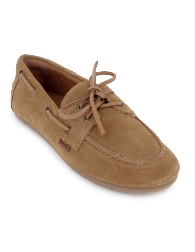 Nautico piel cordon plano y flexible mujer marron