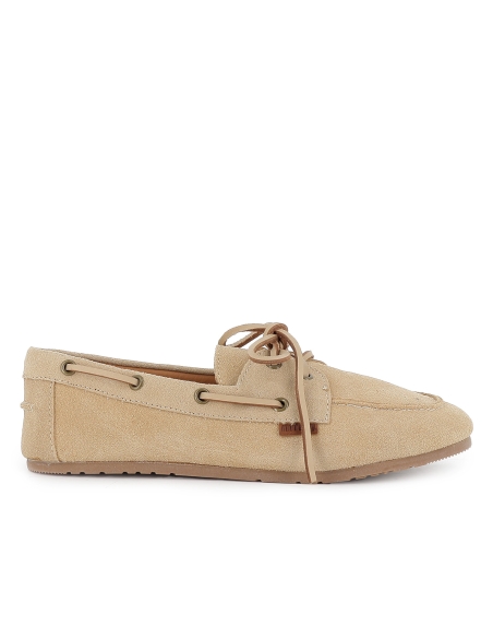 Nautico piel cordon plano y flexible mujer beige