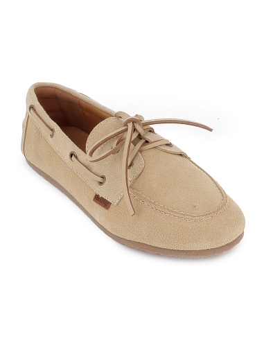 Nautico piel cordon plano y flexible mujer beige