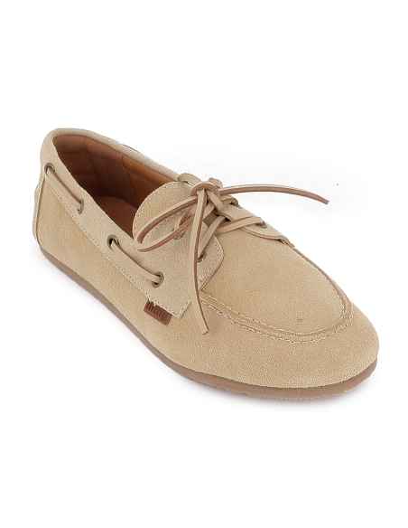 Nautico piel cordon plano y flexible mujer beige