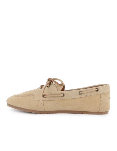 Nautico piel cordon plano y flexible mujer beige