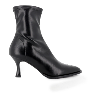 Botin licra napa slip-in punta fina y tacon carrete mujer negro