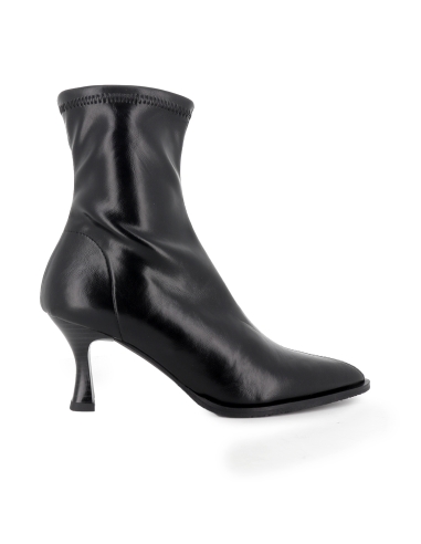 Botin licra napa slip-in punta fina y tacon carrete mujer negro