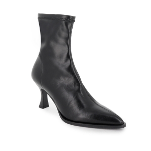 Botin licra napa slip-in punta fina y tacon carrete mujer negro 2
