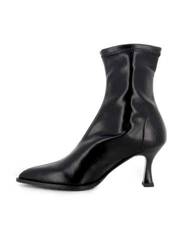 Botin licra napa slip-in punta fina y tacon carrete mujer negro