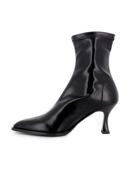 Botin licra napa slip-in punta fina y tacon carrete mujer negro