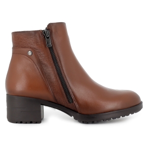 Botines piel combinada cremallera y tacon grueso mujer cuero