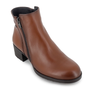 Botines piel combinada cremallera y tacon grueso mujer cuero 2