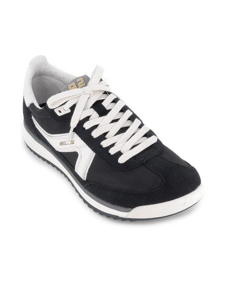 Deportiva piel ante Con cordones contraste negro y blanco hombre