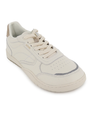 Deportiva piel barefoot con cordones mujer marfil