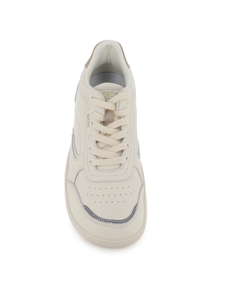 Deportiva piel barefoot con cordones mujer marfil