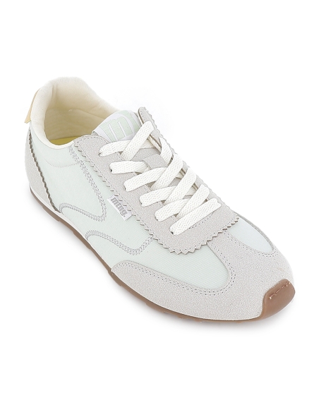 Deportivo cordones microfibra plano moderno mujer blanco