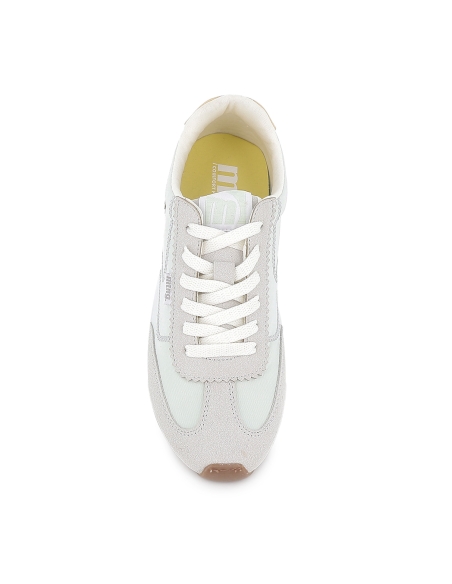 Deportivo cordones microfibra plano moderno mujer blanco