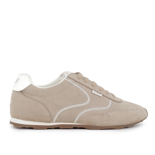Deportivo cordones microfibra plano moderno mujer beige
