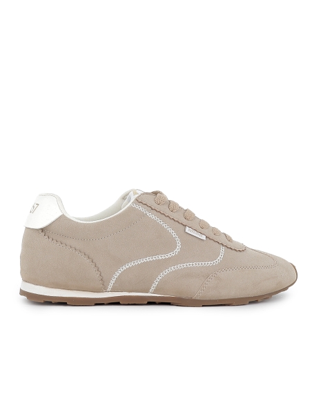 Deportivo cordones microfibra plano moderno mujer beige