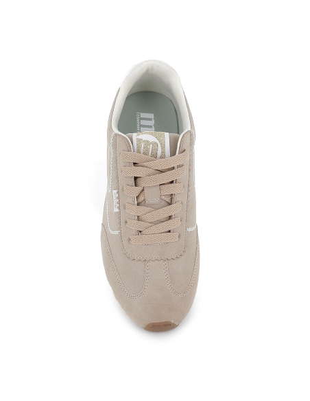 Deportivo cordones microfibra plano moderno mujer beige