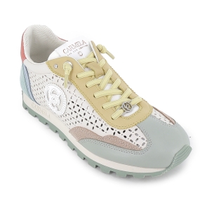 Zapato piel calados cordones elasticos piso dentado mujer beige 2