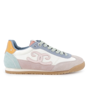 Deportiva cuero y textil con malla planta extraible mujer azul