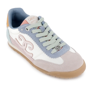 Deportiva cuero y textil con malla planta extraible mujer azul 2