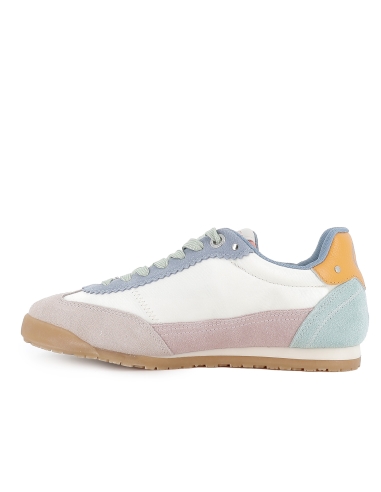 Deportiva cuero y textil con malla planta extraible mujer azul