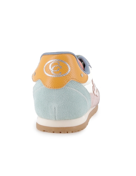 Deportiva cuero y textil con malla planta extraible mujer azul