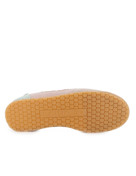 Deportiva cuero y textil con malla planta extraible mujer azul