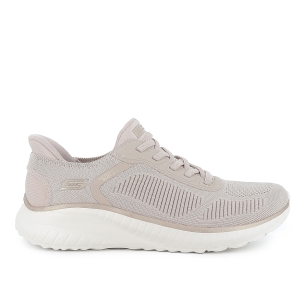 Sneakers cordones mujer malla knit beige