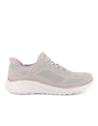 Sneakers cordones mujer malla knit beige