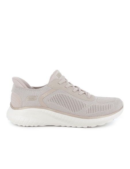 Sneakers cordones mujer malla knit beige