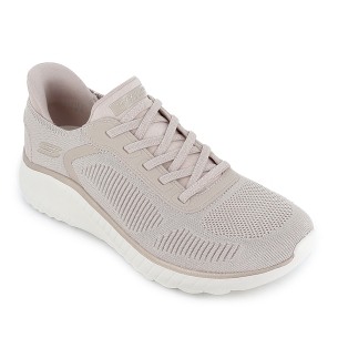 Sneakers cordones mujer malla knit beige 2