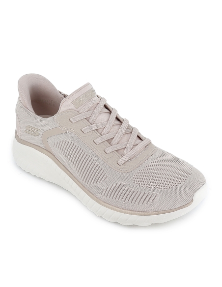 Sneakers cordones mujer malla knit beige
