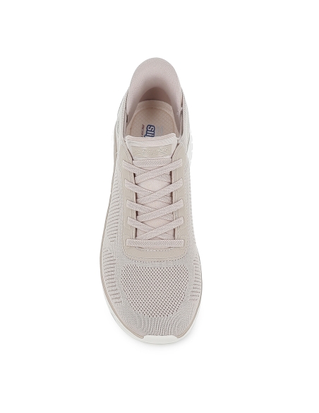 Sneakers cordones mujer malla knit beige